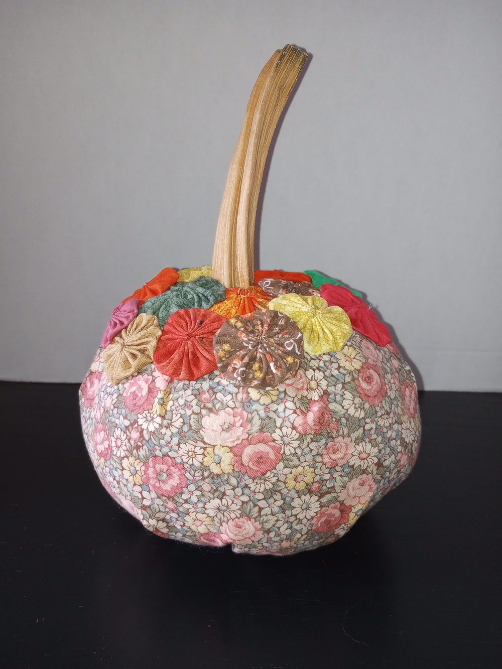 Handcrafted Floral Patchwork Pumpkin  - Pink Multi